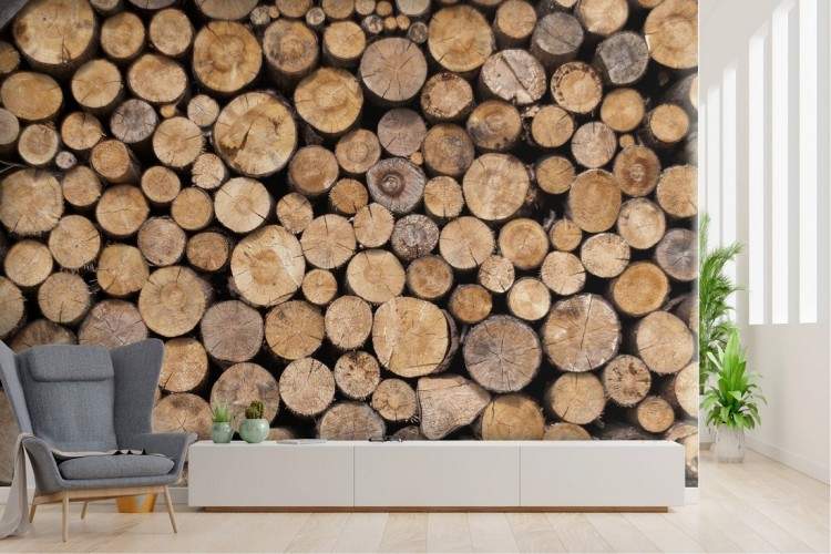 Cut wood surface wallpaper