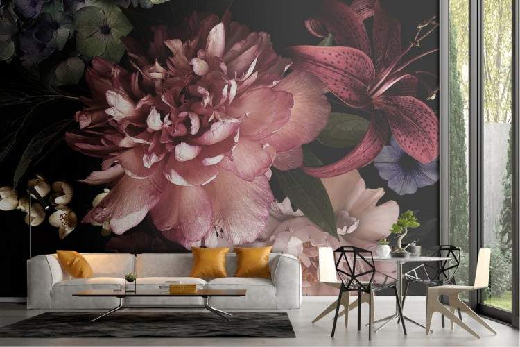 Vintage floral composition wallpaper