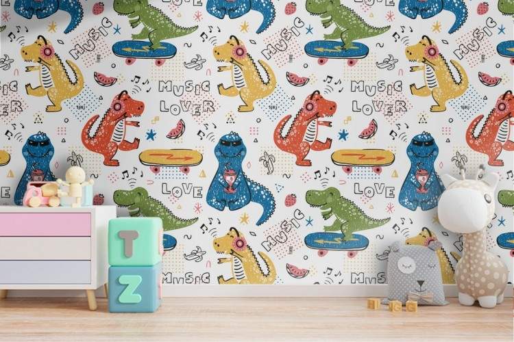 Dinosaur children's wallpaper decoration.