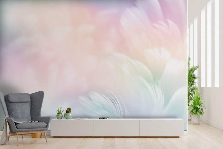 Rainbow feathers wallpaper decoration