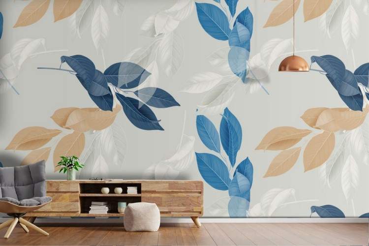 Wallpaper decoration nature stylized leaves.