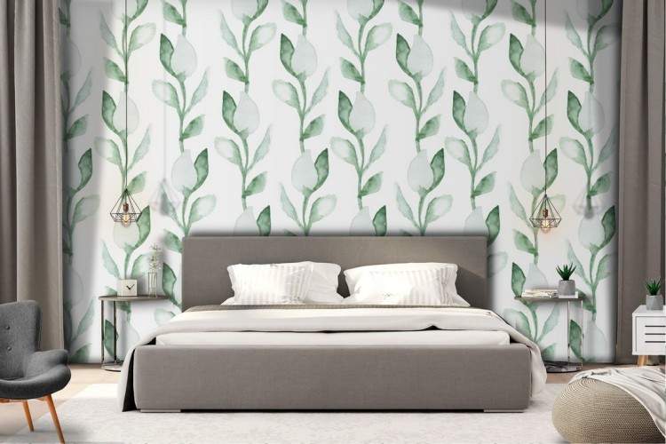 Wallpaper decoration nature green leaves.