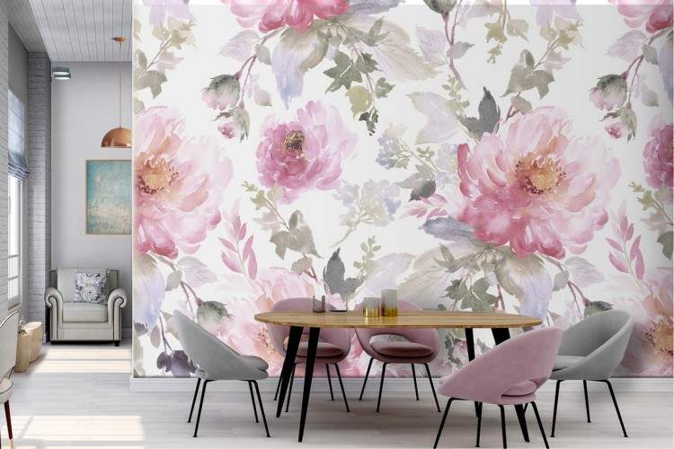 Wallpaper fiori rosa natura moderna.