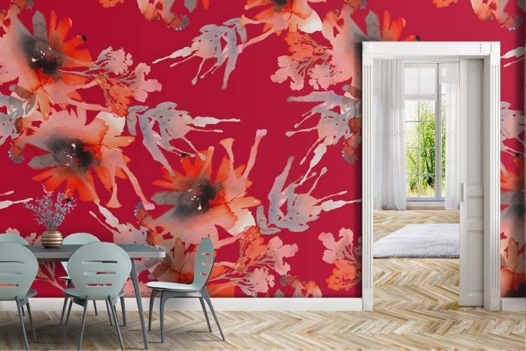 Wallpaper fiori rossi natura pattern.