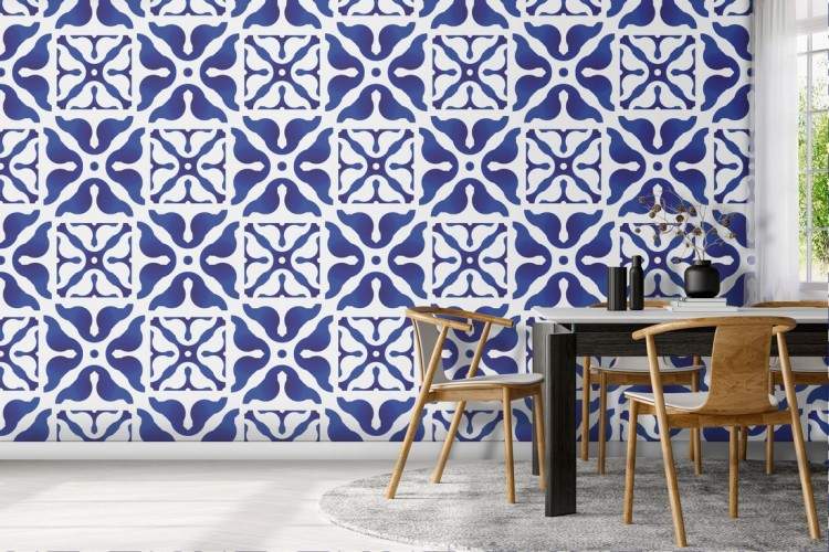 Vintage geometric tile wallpaper pattern.