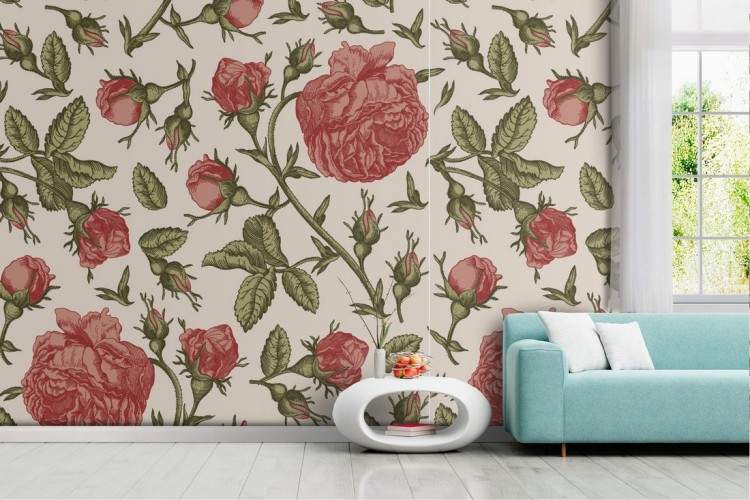 Vintage red roses nature wallpaper.