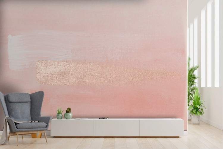 Pink concrete surface wallpaper with gold detail