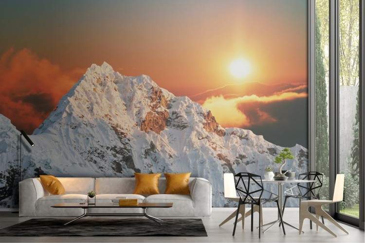 Wallpaper landscape mountain peak with snow