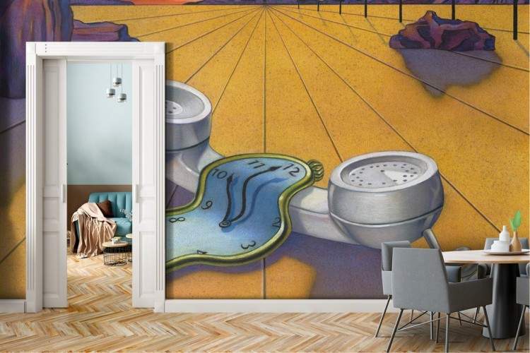 Dali style modern painted wallpaper