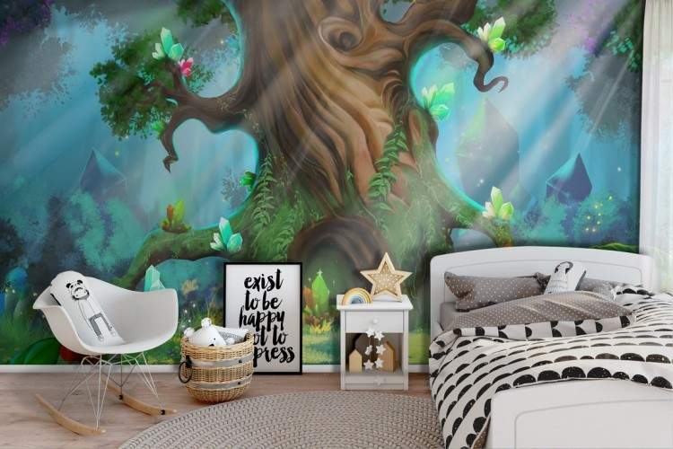 Fantasy forest landscape wallpaper for children