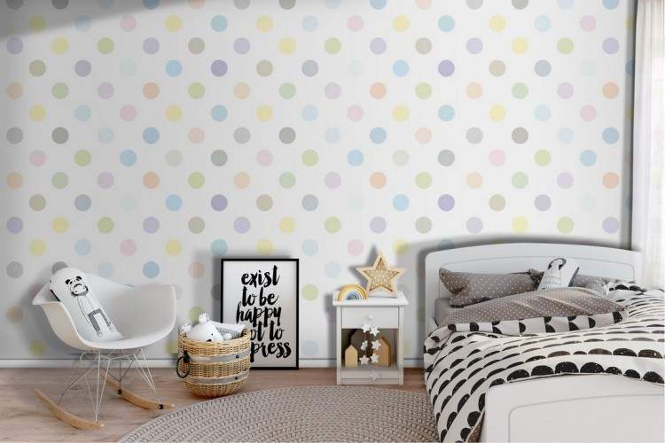 Polka dot children's pattern wallpaper decoration.