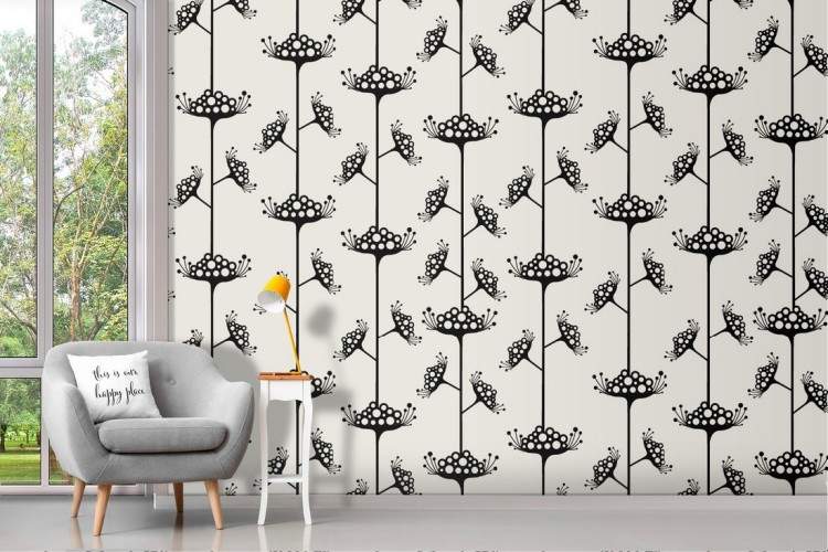 Wallpaper decoration vintage stylized flowers.