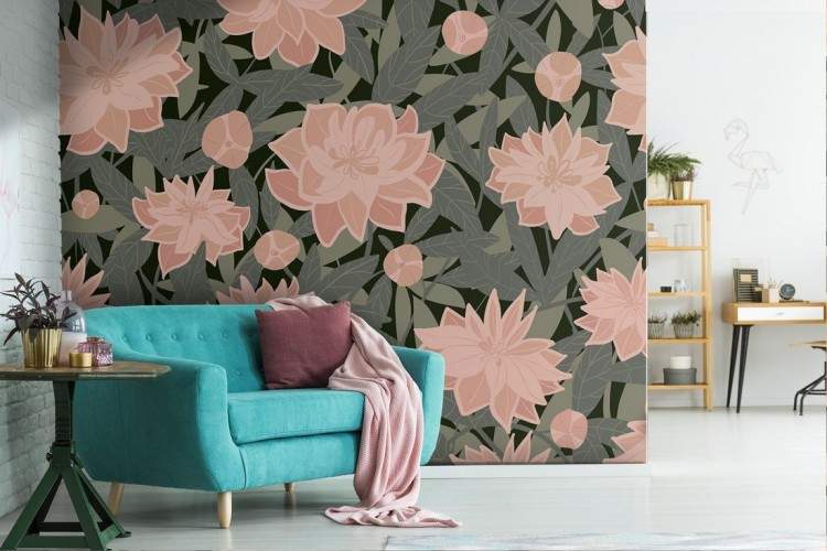 Vintage nature flowers wallpaper pattern.