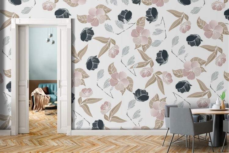 Refined nature flowers wallpaper pattern.