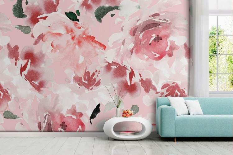 Pink flowers modern decoration wallpaper.