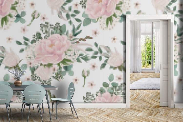 Wallpaper fiori rosa natura vintage.