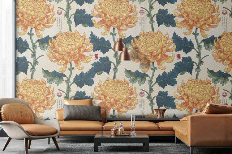 Vintage nature flowers wallpaper pattern.