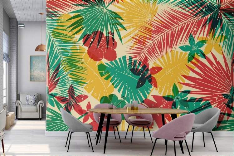 Wallpaper foglie tropicali design moderno.