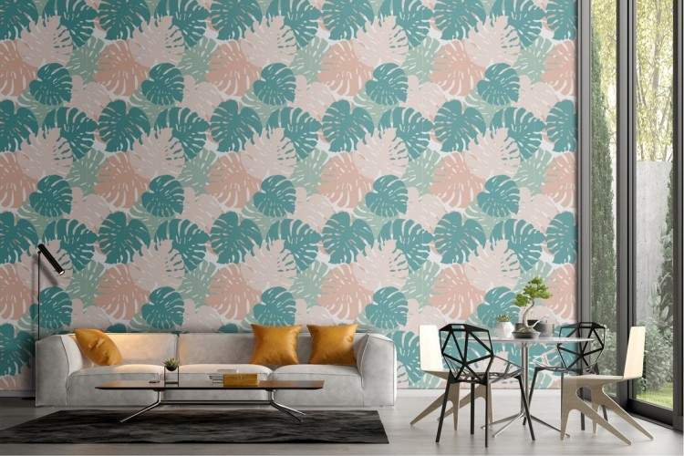 Tropical leaves nature pattern wallpaper.