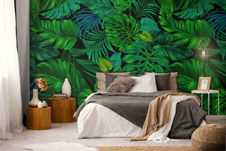 Tropical leaves wallpaper nature pattern.