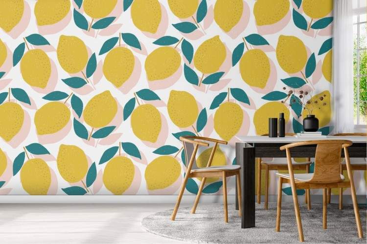 Stylized lemons pattern wallpaper.