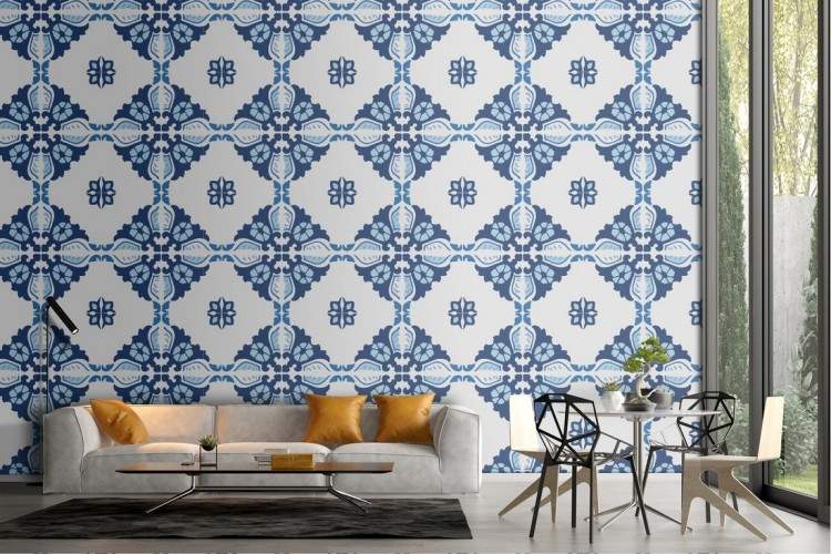 Vintage geometric tile wallpaper pattern.