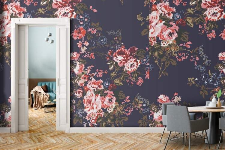 Wallpaper rose natura vintage pattern.