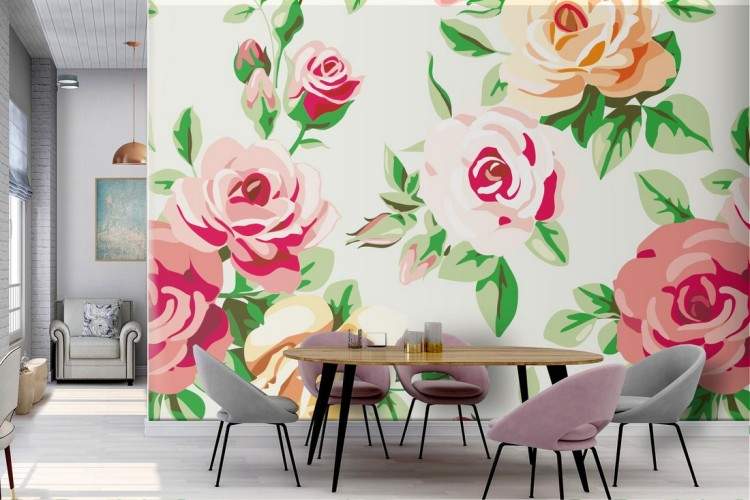 Vintage nature roses wallpaper pattern.