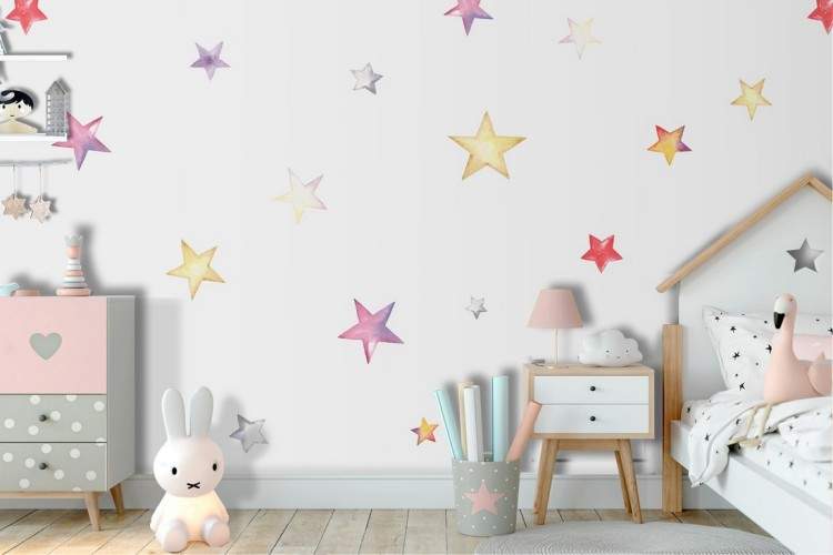 Polka dot stars wallpaper children's decoration.