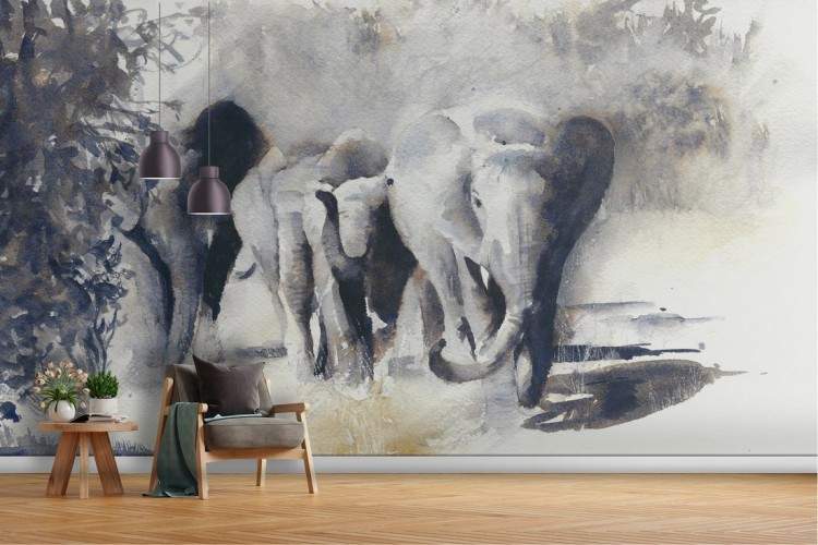 Watercolor Wallpaper Animals Elephants Nature Wildlife-5