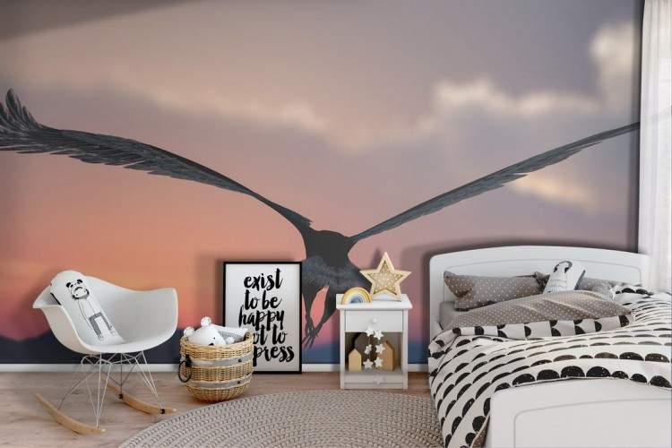 Wallpaper falco con paesaggio natura camera ragazzi -33