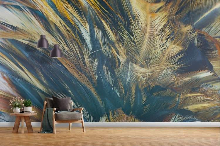 Wallpaper feathers nature modern design luxury-64