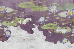 Carta da Parati Design e Stili Flora e Fauna Superfici e Texture Cemento Fiori Foglie