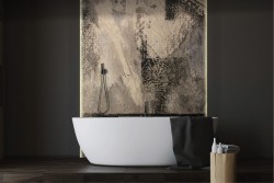 Carta da Parati intonaco industrial nero e beige-0137