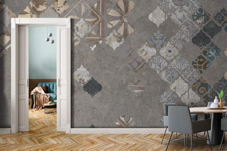 Wallpaper tiles and cement vintage decoration-0171