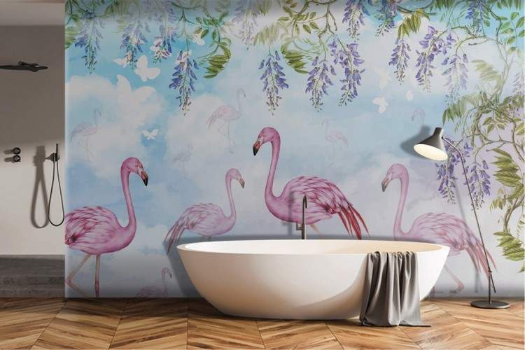 Refined vintage nature flamingo wallpaper-0187