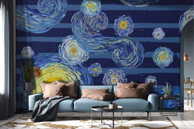 Starry Night Van Gogh Art Painting Wallpaper-0189