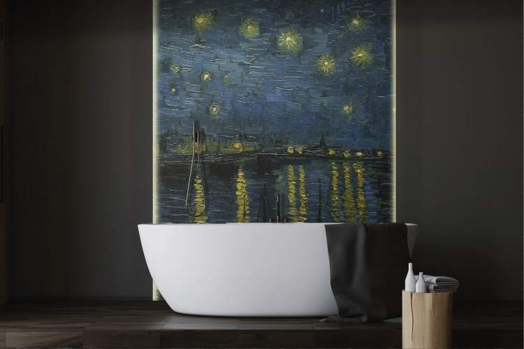 Van Gogh Starry Night Painted Wallpaper-0227