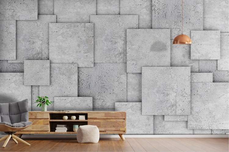 3D Concrete Surface Wallpaper Squares