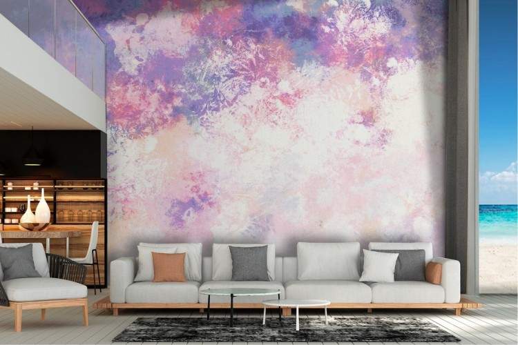 Modern pink and blue color stain wallpaper