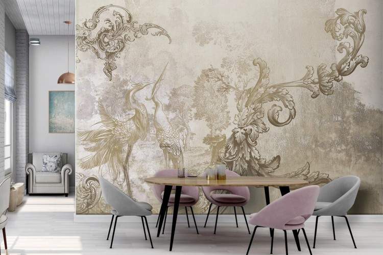 Animal vintage decorations wallpaper on plaster-0277