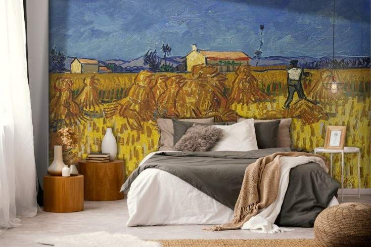 Painted wheat field wallpaper-0323