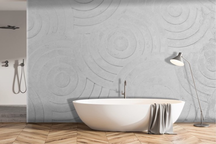 Circular troweled concrete wallpaper