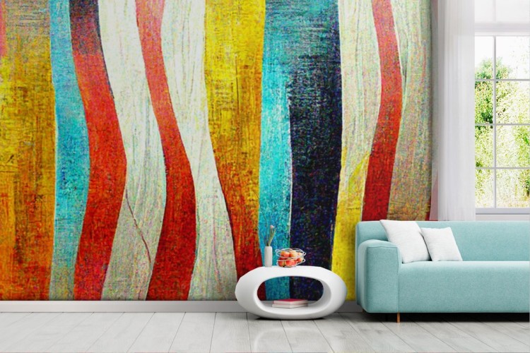 Vintage Wallpaper with Colorful Abstract Lines