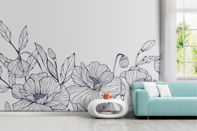 Artistic Drawn Flowers Wallpaper