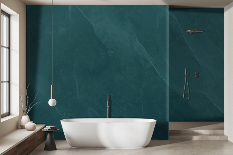 Petroleum green marble wallpaper