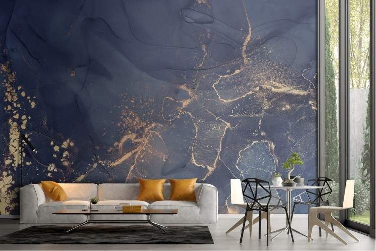 Blue marble luxury wallpaper surface