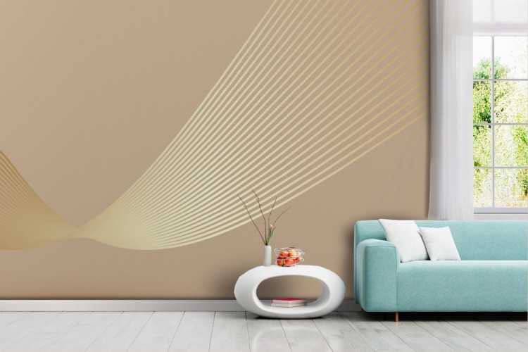 Stylized modern gold stripe wallpaper