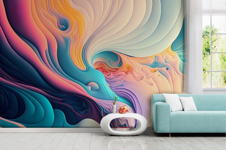 Artistic wallpaper with colorful waves