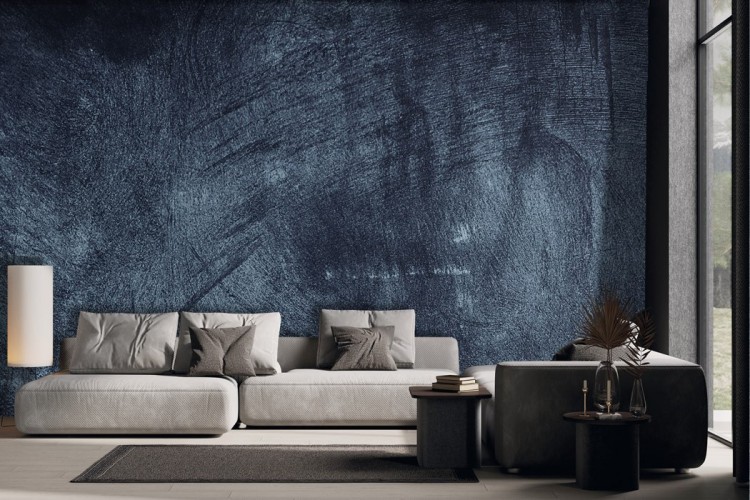 Dark blue concrete effect wallpaper